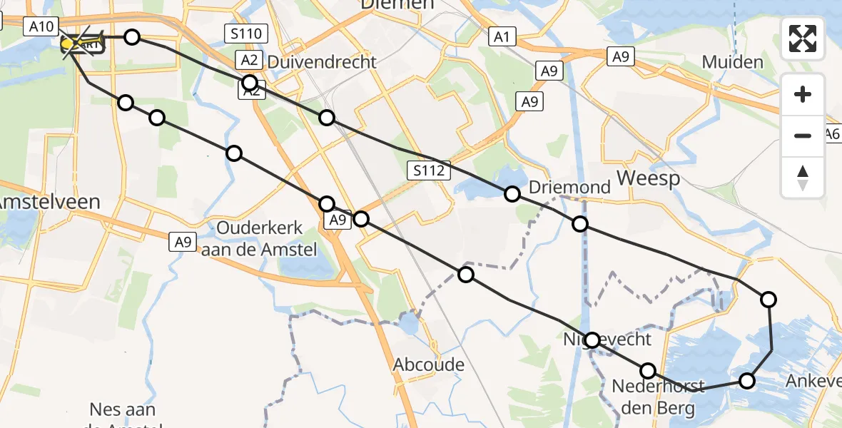 Routekaart van de vlucht: Lifeliner 1 naar VU Medisch Centrum Amsterdam
