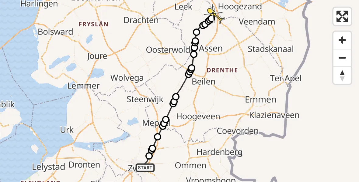 Routekaart van de vlucht: Lifeliner 4 naar Groningen Airport Eelde