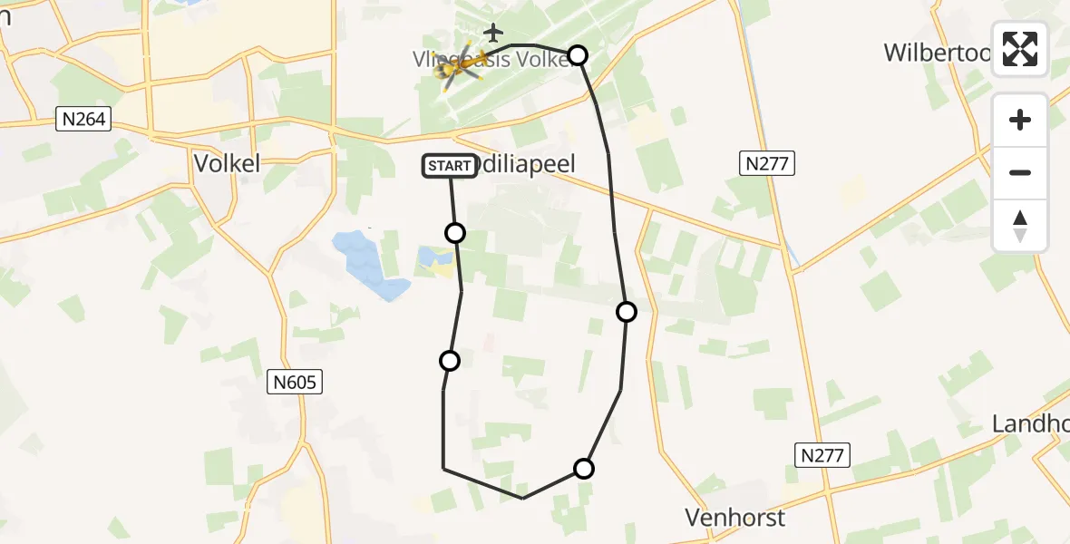Vluchtroute Traumahelikopter Vliegbasis Volkel - Vliegbasis Volkel, 25 november 2022, 19:55