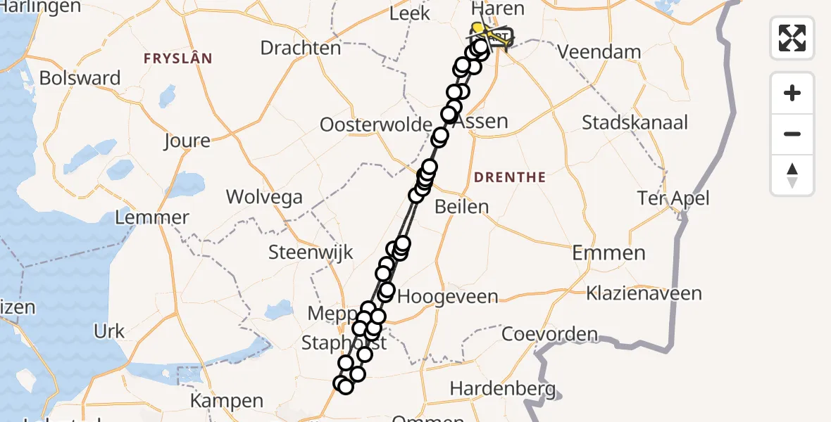 Routekaart van de vlucht: Lifeliner 4 naar Groningen Airport Eelde