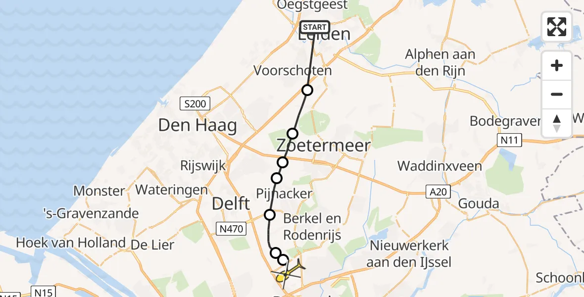 Routekaart van de vlucht: Lifeliner 2 naar Rotterdam The Hague Airport