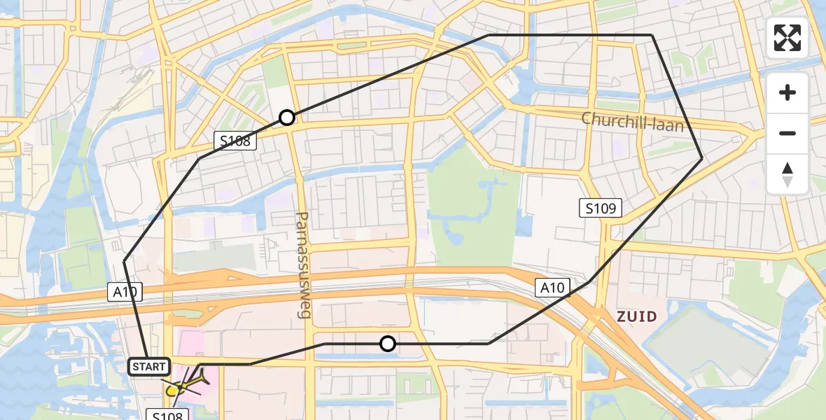 Routekaart van de vlucht: Lifeliner 1 naar VU Medisch Centrum Amsterdam