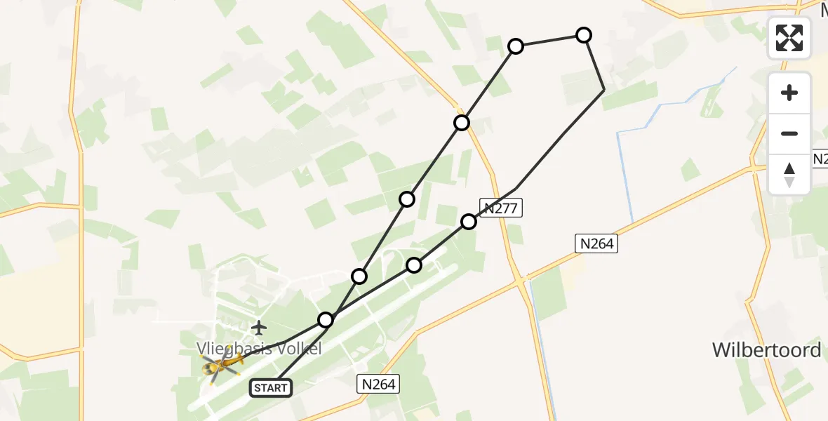 Vluchtroute Traumahelikopter Vliegbasis Volkel - Vliegbasis Volkel, 25 november 2022, 22:56