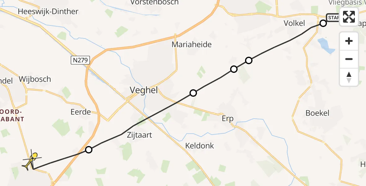 Routekaart van de vlucht: Lifeliner 3 naar Sint-Oedenrode