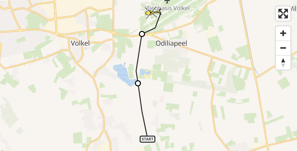 Routekaart van de vlucht: Lifeliner 3 naar Vliegbasis Volkel