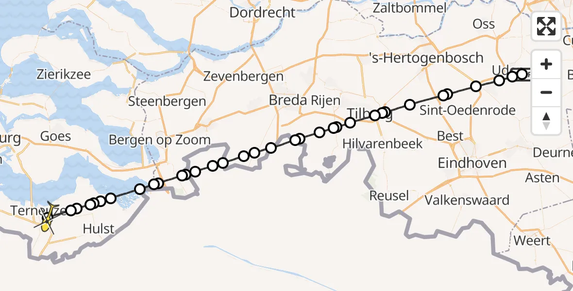 Routekaart van de vlucht: Lifeliner 3 naar Terneuzen