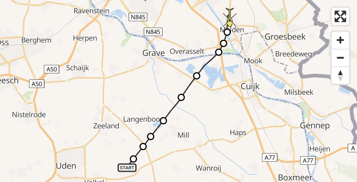 Routekaart van de vlucht: Lifeliner 3 naar Malden