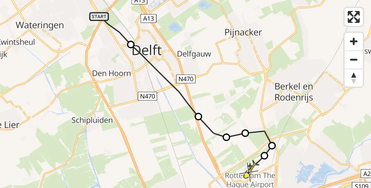 Routekaart van de vlucht: Lifeliner 2 naar Rotterdam The Hague Airport