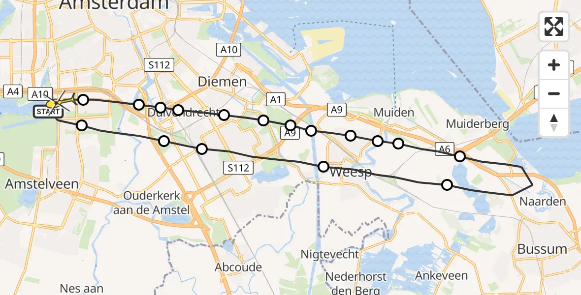 Routekaart van de vlucht: Lifeliner 1 naar VU Medisch Centrum Amsterdam