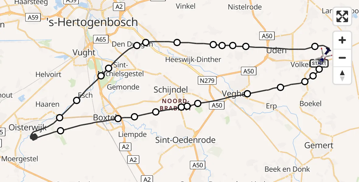 Vluchtroute Politiehelikopter Vliegbasis Volkel - Vliegbasis Volkel, 26 november 2022, 16:52