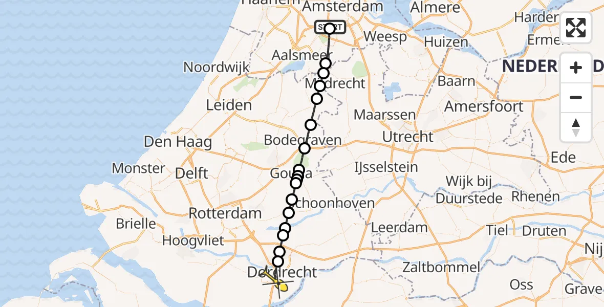 Routekaart van de vlucht: Lifeliner 1 naar Dordrecht