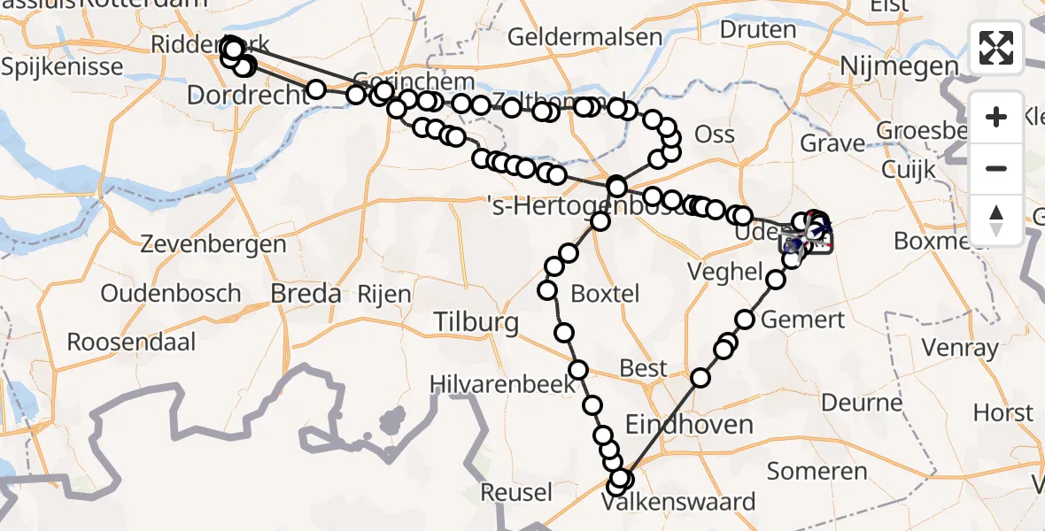 Vluchtroute Politiehelikopter Vliegbasis Volkel - Vliegbasis Volkel, 26 november 2022, 19:42