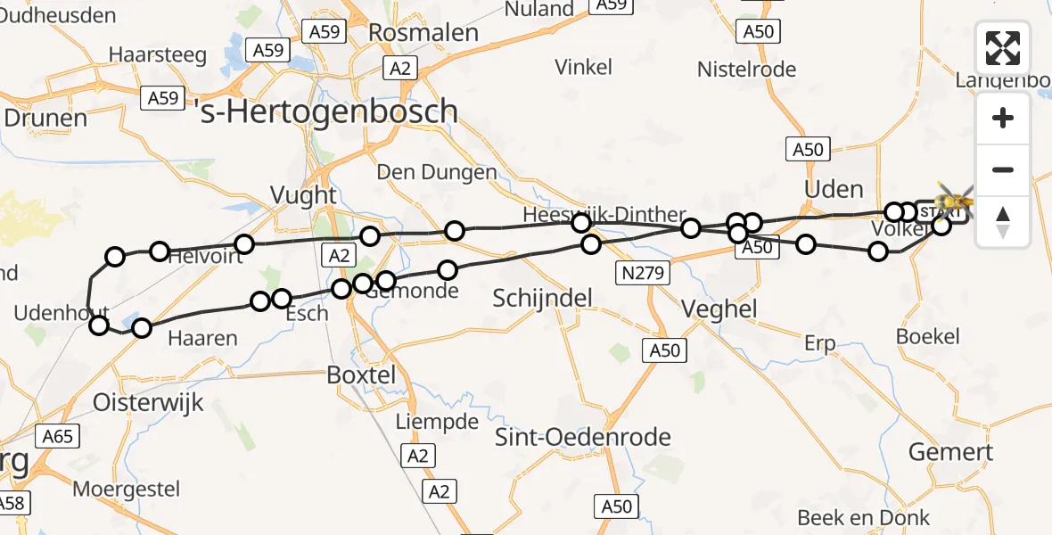 Vluchtroute Traumahelikopter Vliegbasis Volkel - Vliegbasis Volkel, 26 november 2022, 21:13