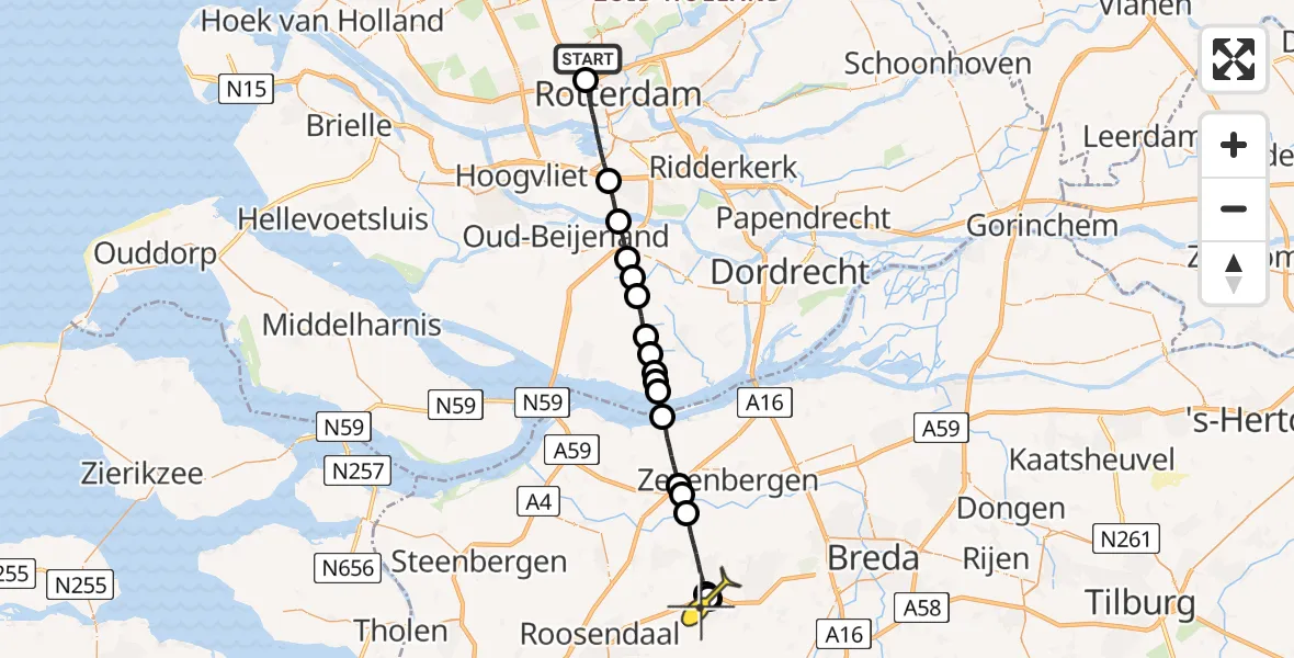 Routekaart van de vlucht: Lifeliner 2 naar St. Willebrord