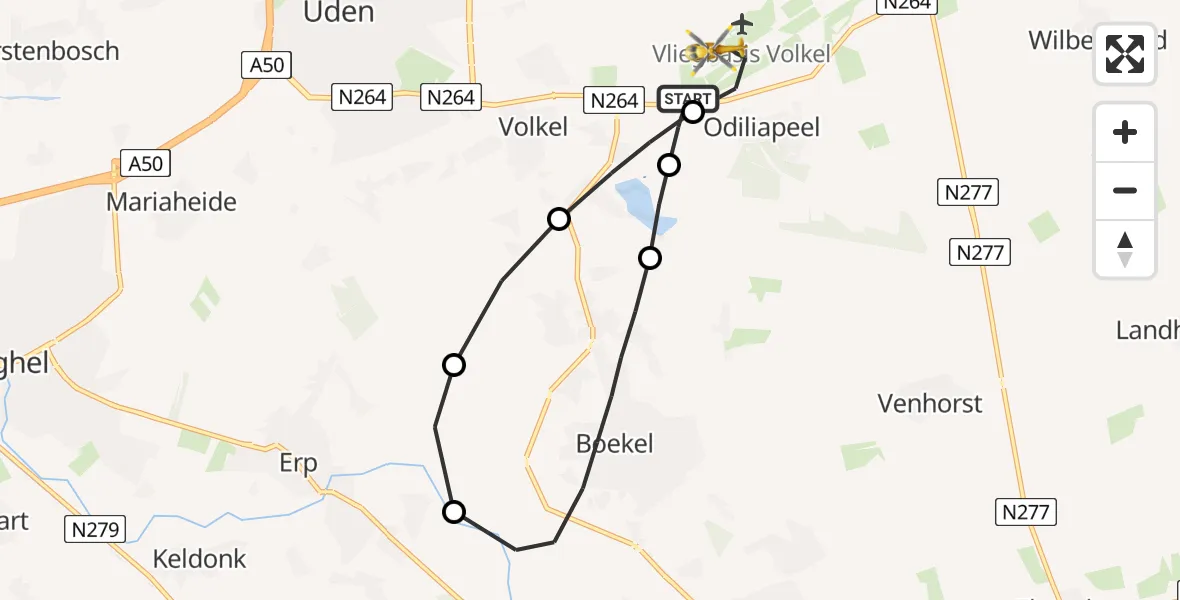 Vluchtroute Traumahelikopter Vliegbasis Volkel - Vliegbasis Volkel, 27 november 2022, 01:38