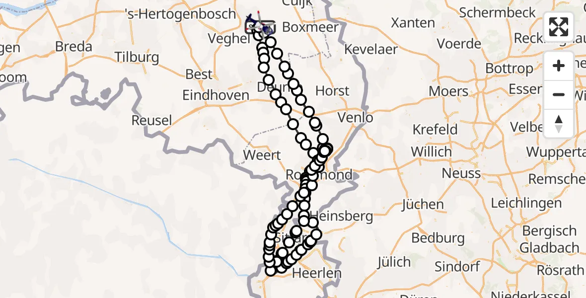 Vluchtroute Politiehelikopter Vliegbasis Volkel - Vliegbasis Volkel, 27 november 2022, 11:41