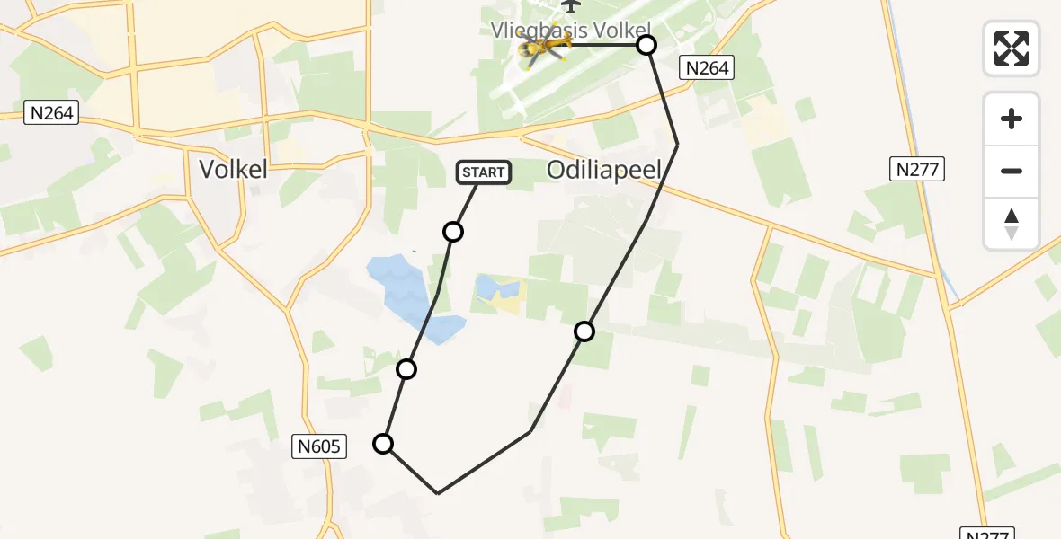 Vluchtroute Traumahelikopter Vliegbasis Volkel - Vliegbasis Volkel, 27 november 2022, 12:11