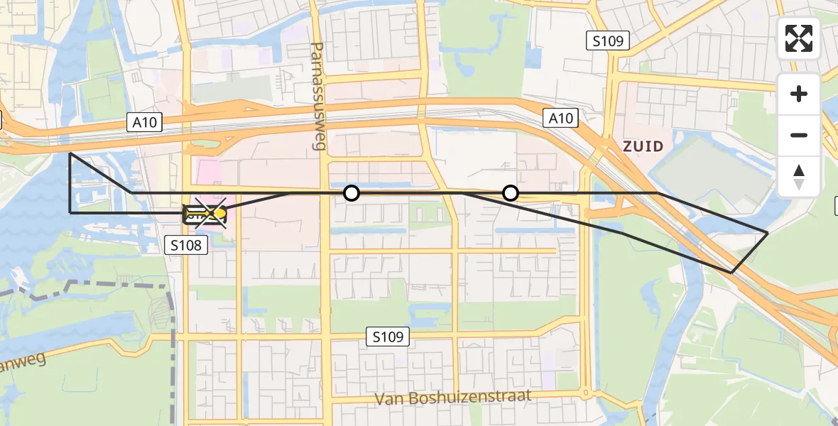 Routekaart van de vlucht: Lifeliner 1 naar VU Medisch Centrum Amsterdam