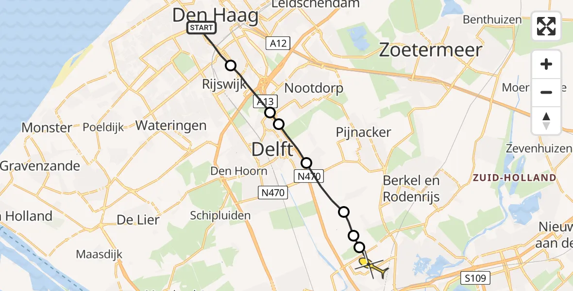 Routekaart van de vlucht: Lifeliner 2 naar Rotterdam The Hague Airport