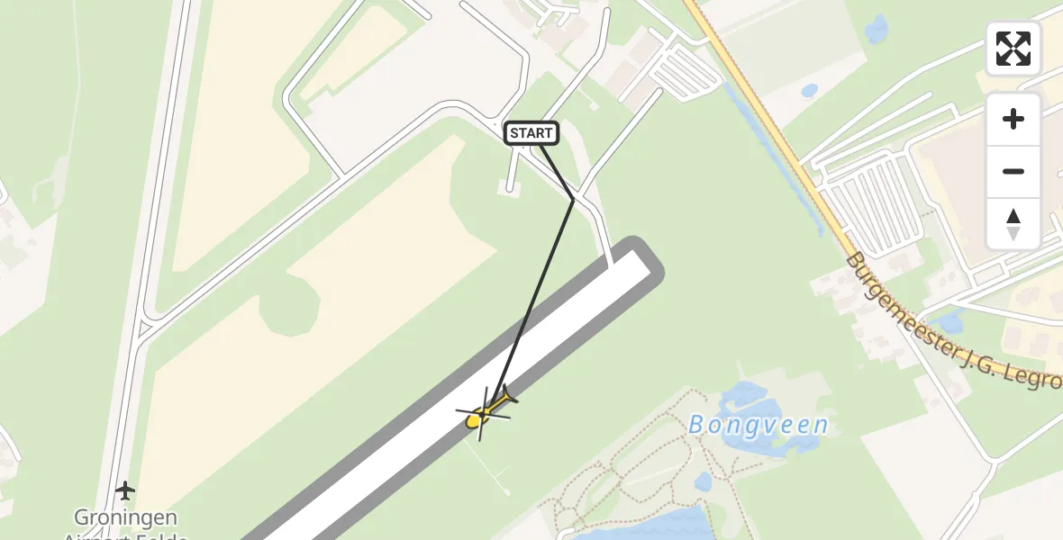 Routekaart van de vlucht: Traumahelikopter naar Groningen Airport Eelde
