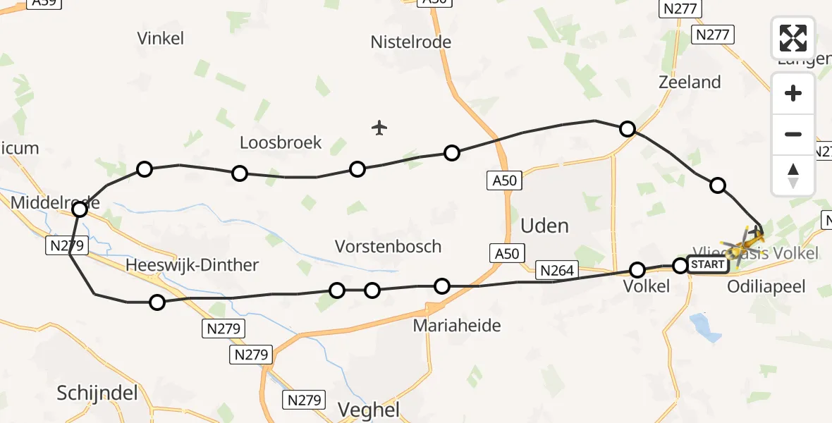 Vluchtroute Traumahelikopter Vliegbasis Volkel - Vliegbasis Volkel, 27 november 2022, 18:21