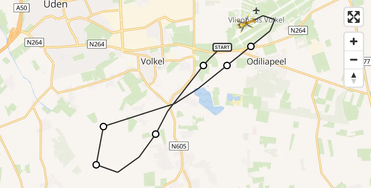 Vluchtroute Traumahelikopter Vliegbasis Volkel - Vliegbasis Volkel, 27 november 2022, 22:01