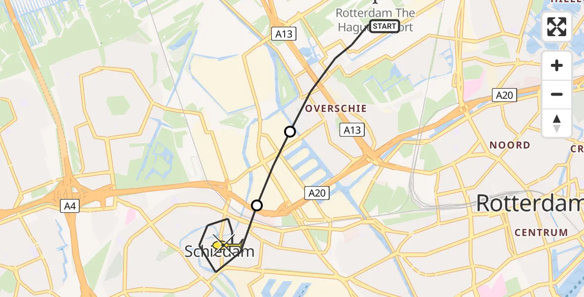 Routekaart van de vlucht: Lifeliner 2 naar Schiedam