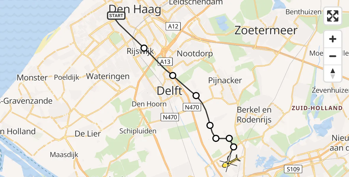 Routekaart van de vlucht: Lifeliner 2 naar Rotterdam The Hague Airport