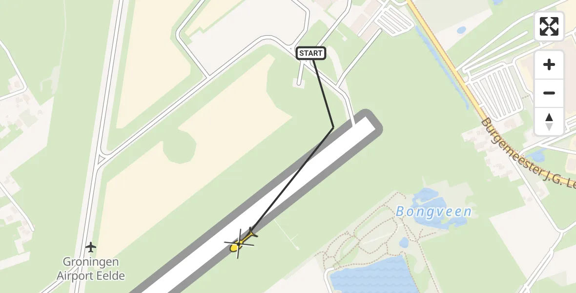 Routekaart van de vlucht: Traumahelikopter naar Groningen Airport Eelde