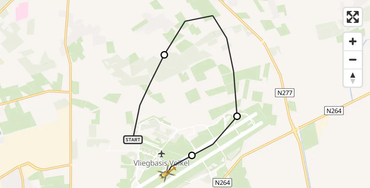 Vluchtroute Traumahelikopter Vliegbasis Volkel - Vliegbasis Volkel, 29 november 2022, 15:18