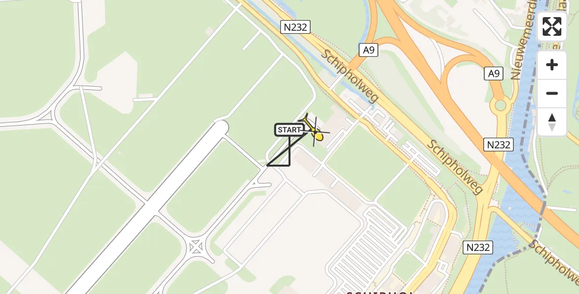 Vluchtroute Politiehelikopter van Schiphol naar Schiphol