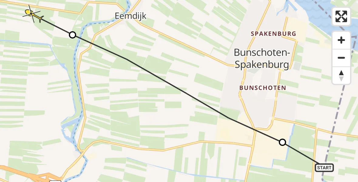 Routekaart van de vlucht: Ambulanceheli naar Eemnes