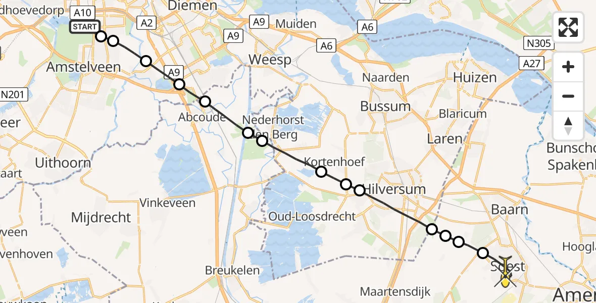 Routekaart van de vlucht: Lifeliner 1 naar Soest