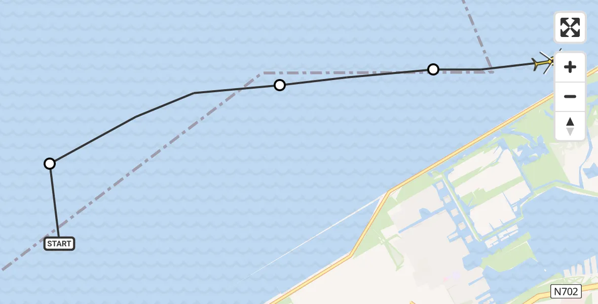 Routekaart van de vlucht: Ambulanceheli naar Almere