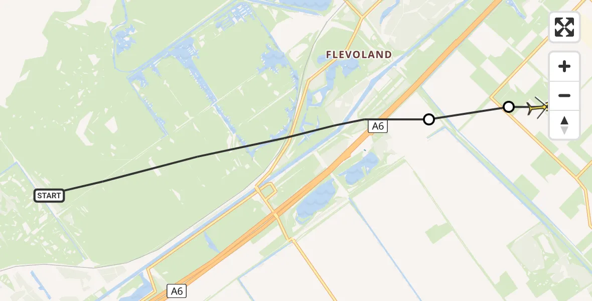 Routekaart van de vlucht: Ambulanceheli naar Lelystad