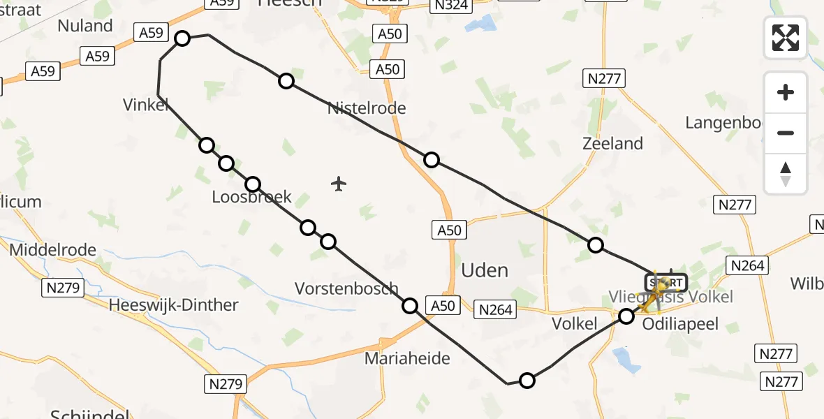 Vluchtroute Traumahelikopter Vliegbasis Volkel - Vliegbasis Volkel, 30 november 2022, 16:33