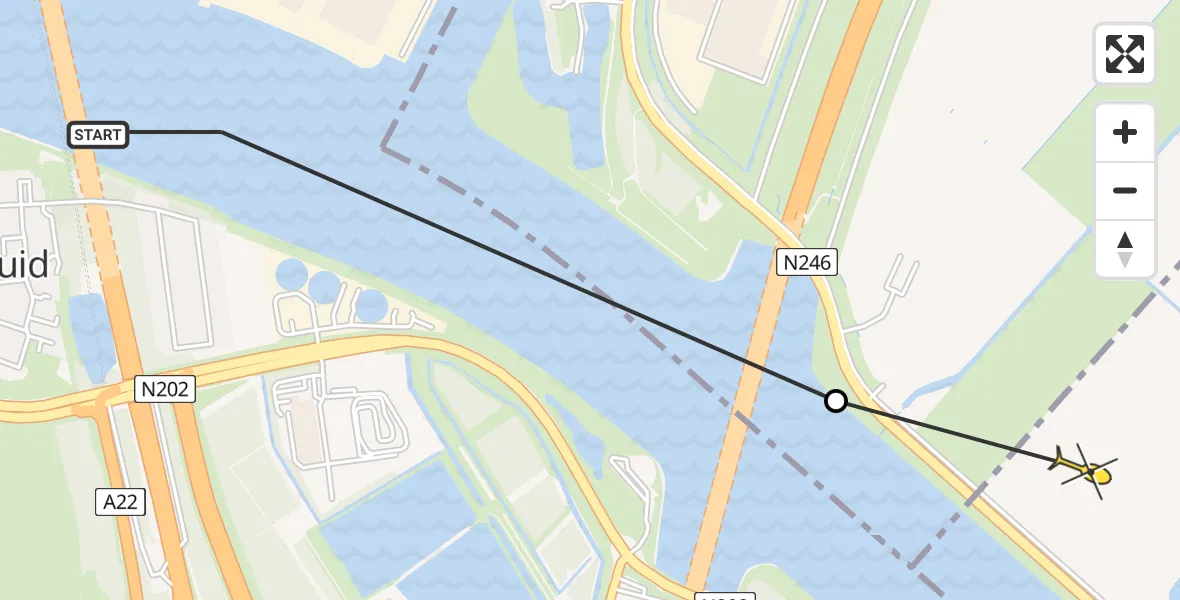 Routekaart van de vlucht: Politiehelikopter naar Assendelft