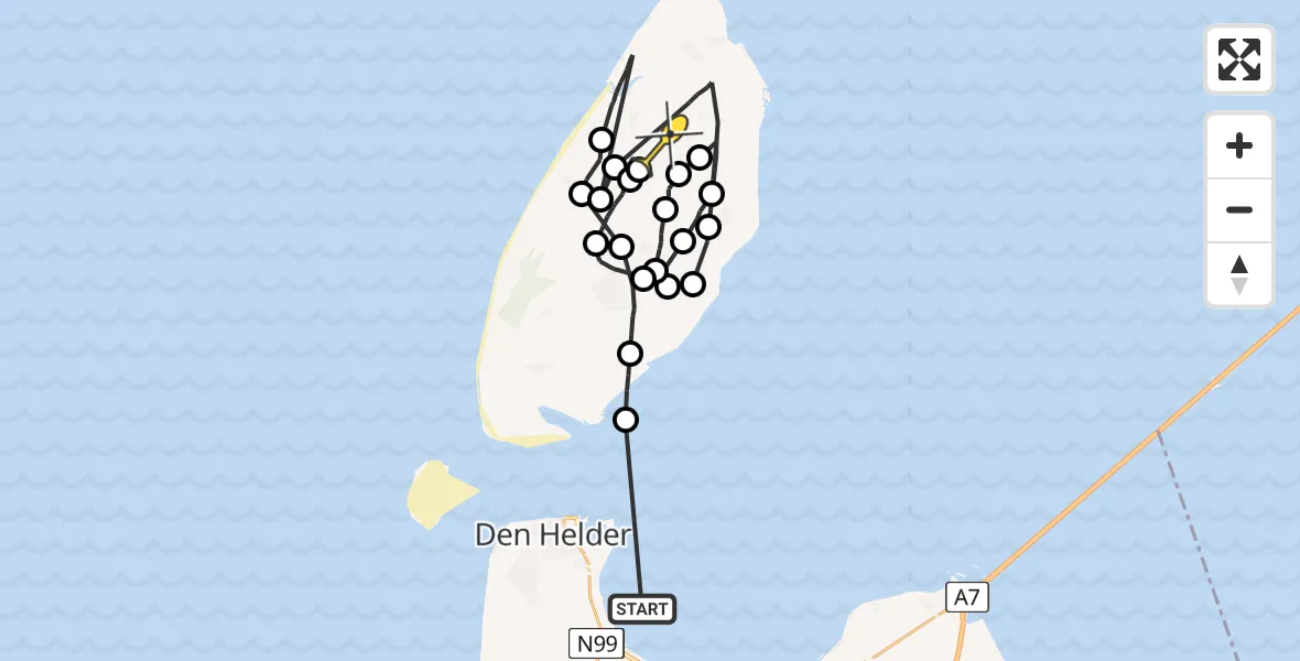 Routekaart van de vlucht: Politieheli naar Texel International Airport