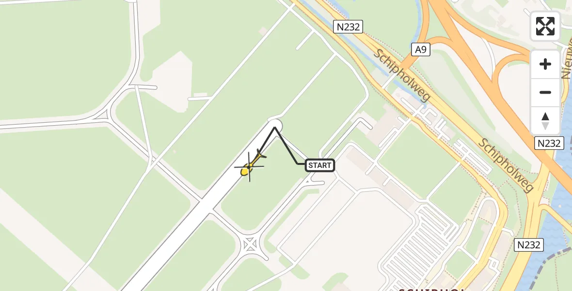 Vluchtroute Politiehelikopter van Schiphol naar Schiphol