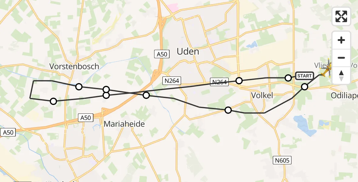 Vluchtroute Traumahelikopter Vliegbasis Volkel - Vliegbasis Volkel, 01 december 2022, 12:28