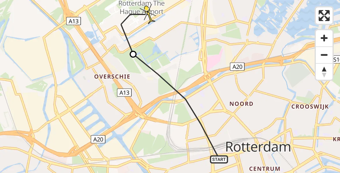 Routekaart van de vlucht: Lifeliner 2 naar Rotterdam The Hague Airport