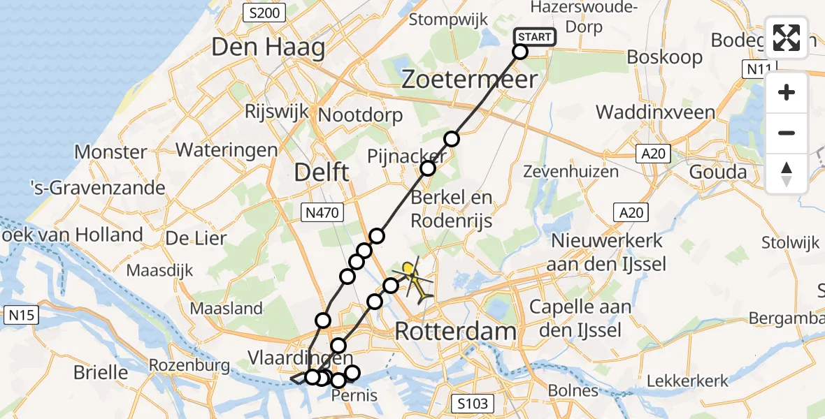 Routekaart van de vlucht: Lifeliner 2 naar Rotterdam The Hague Airport