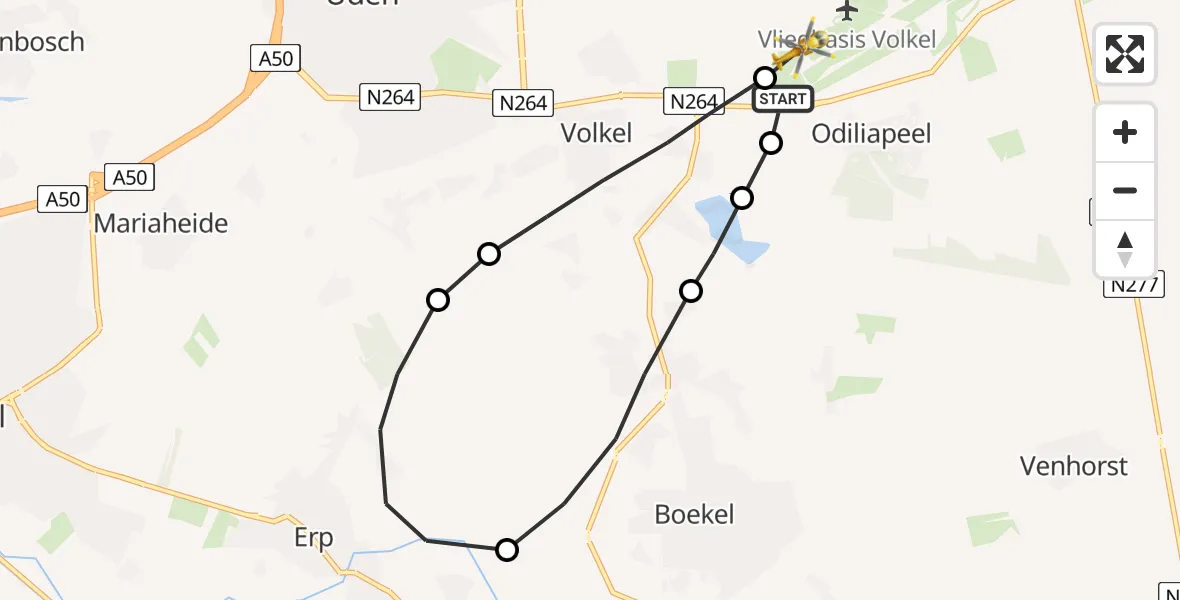 Vluchtroute Traumahelikopter Vliegbasis Volkel - Vliegbasis Volkel, 01 december 2022, 17:51