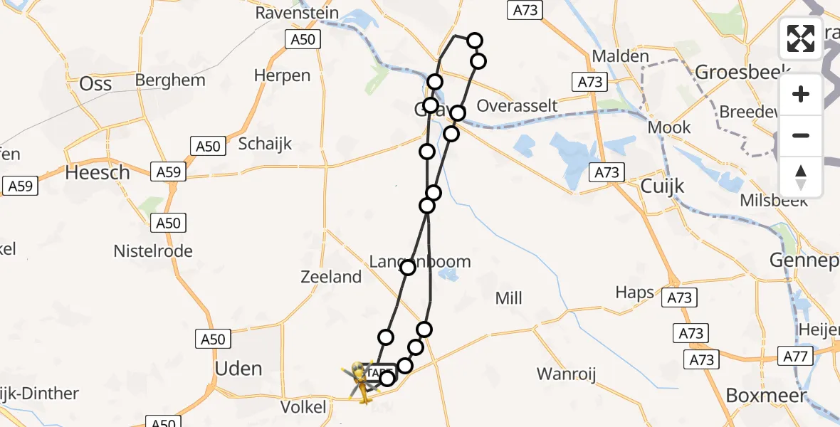 Vluchtroute Traumahelikopter Vliegbasis Volkel - Vliegbasis Volkel, 02 december 2022, 07:42