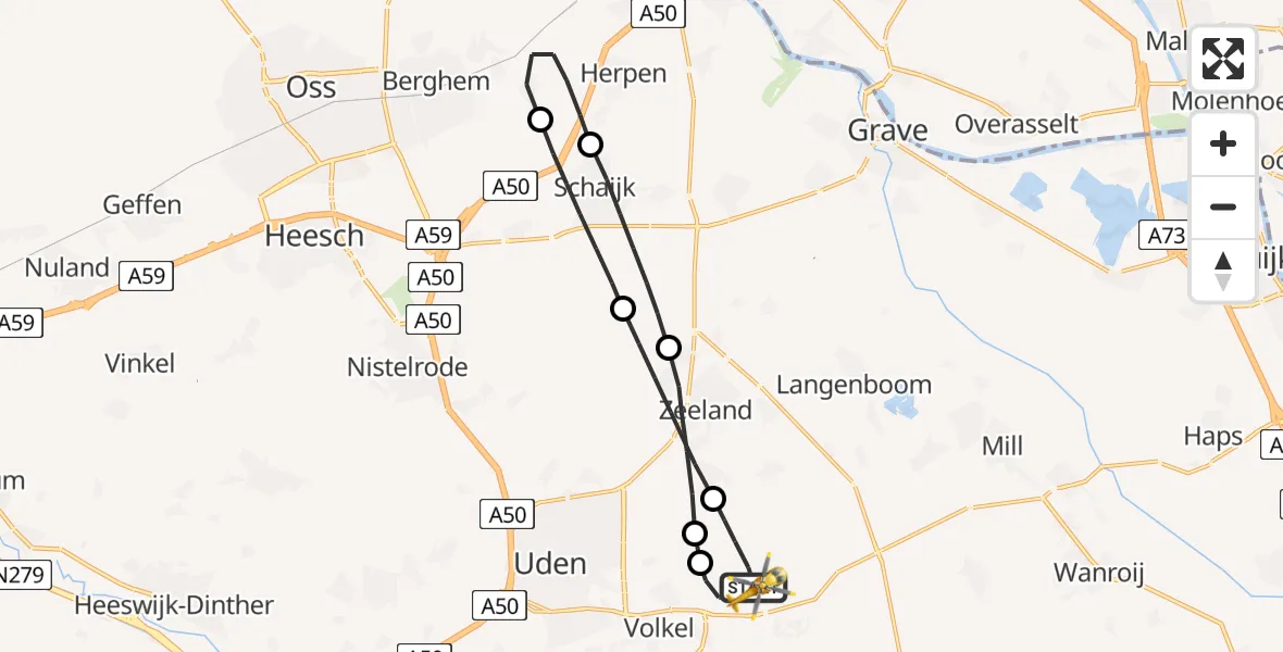 Vluchtroute Traumahelikopter Vliegbasis Volkel - Vliegbasis Volkel, 02 december 2022, 08:05
