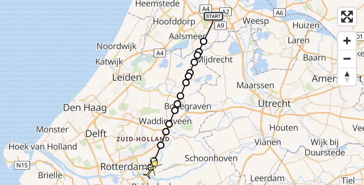 Routekaart van de vlucht: Lifeliner 1 naar Krimpen aan den IJssel