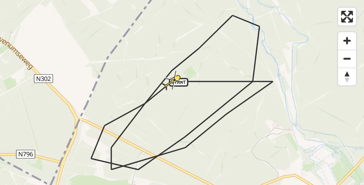 Routekaart van de vlucht: Politiehelikopter naar Ermelo