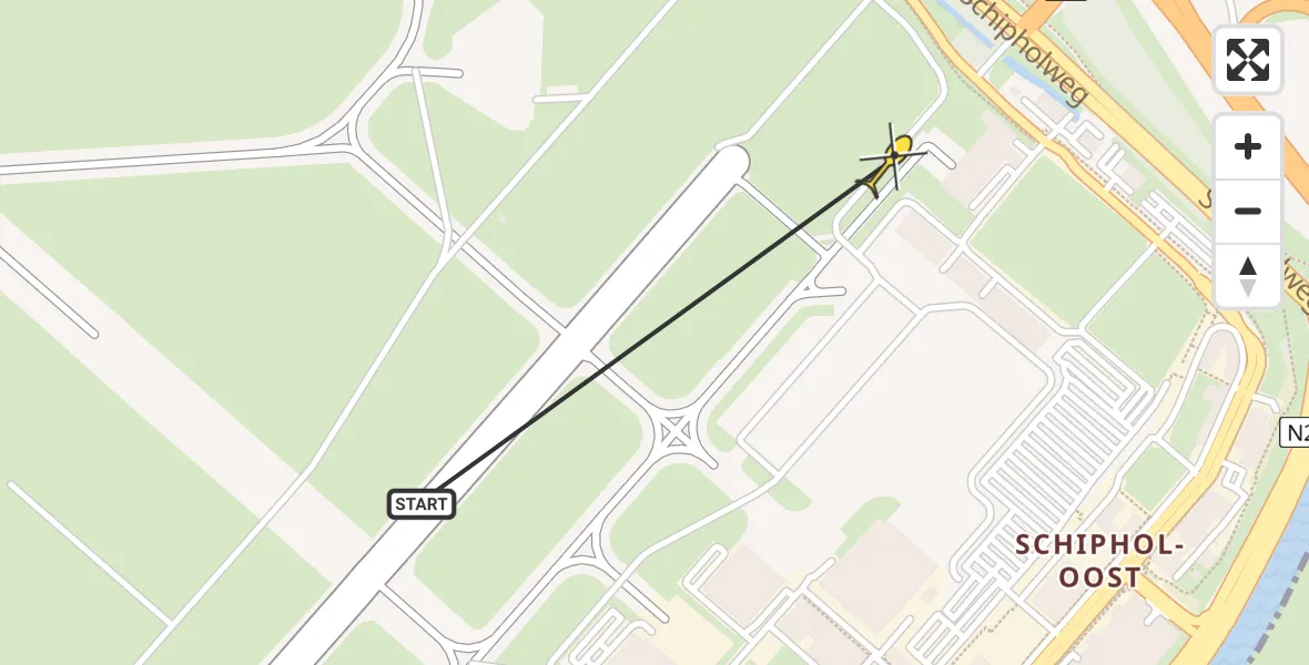 Routekaart van de vlucht: Politiehelikopter naar Schiphol