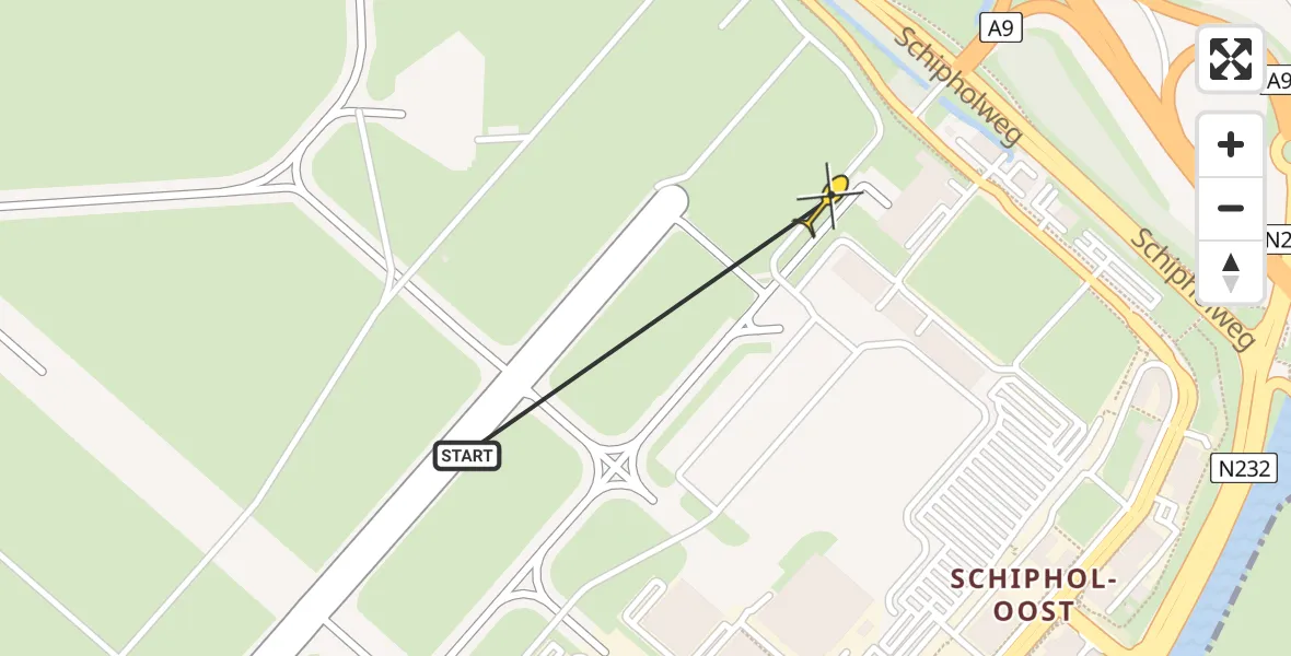 Vluchtroute Politiehelikopter van Schiphol naar Schiphol