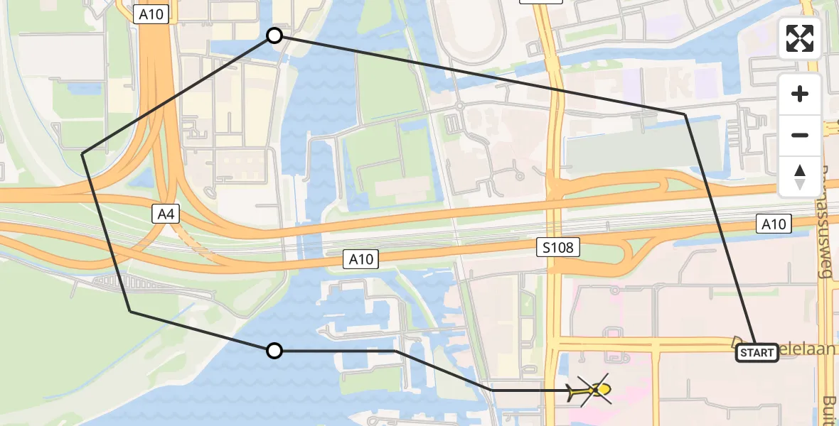 Routekaart van de vlucht: Lifeliner 1 naar VU Medisch Centrum Amsterdam